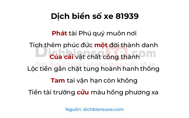 Dịch thơ biển số 81939