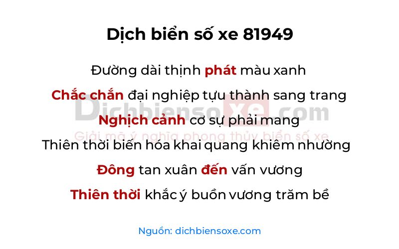 Dịch thơ biển số 81949