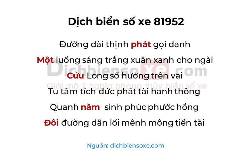 Dịch thơ biển số 81952