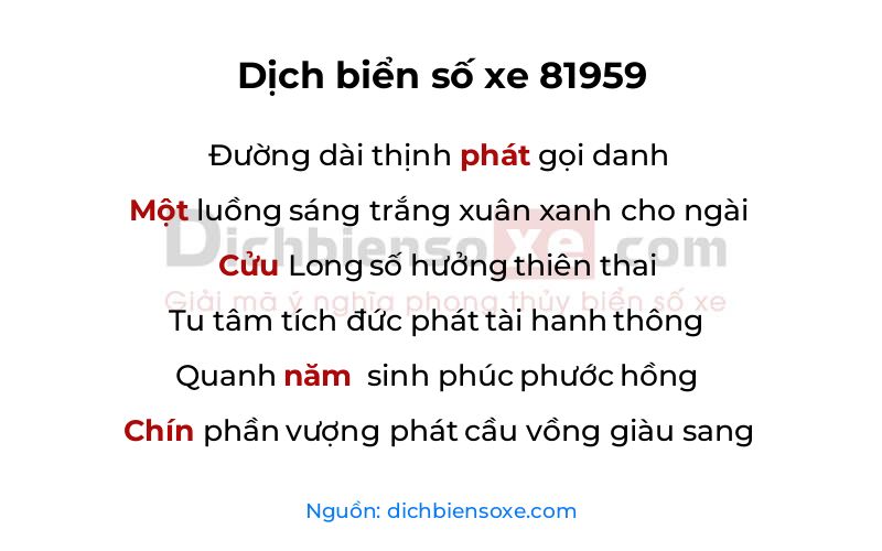 Dịch thơ biển số 81959