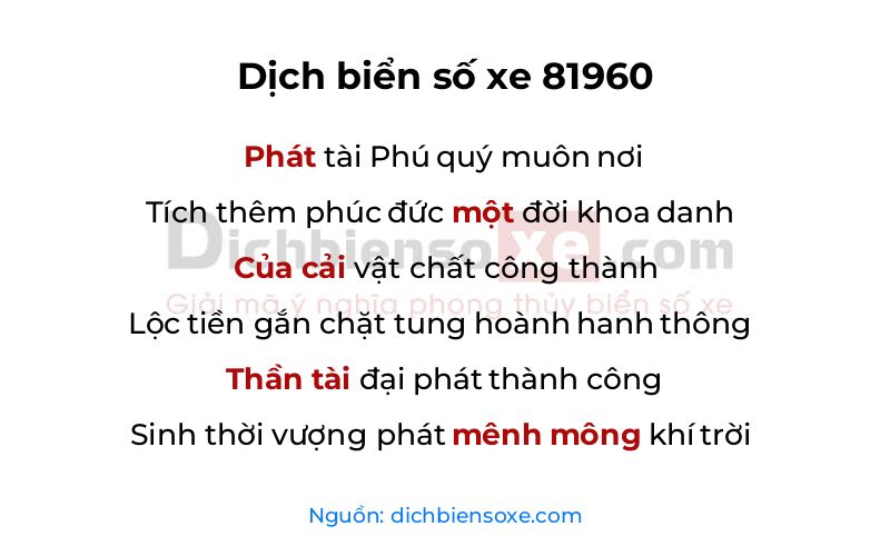 Dịch thơ biển số 81960