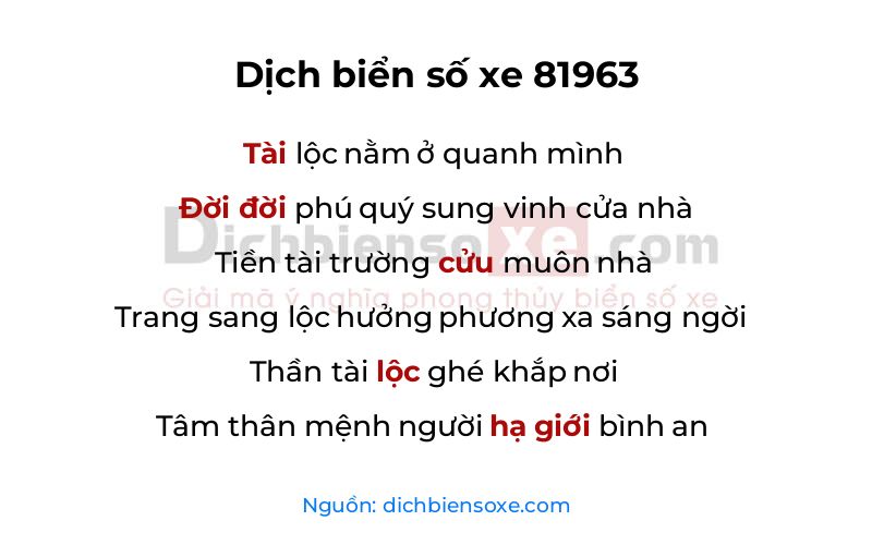 Dịch thơ biển số 81963