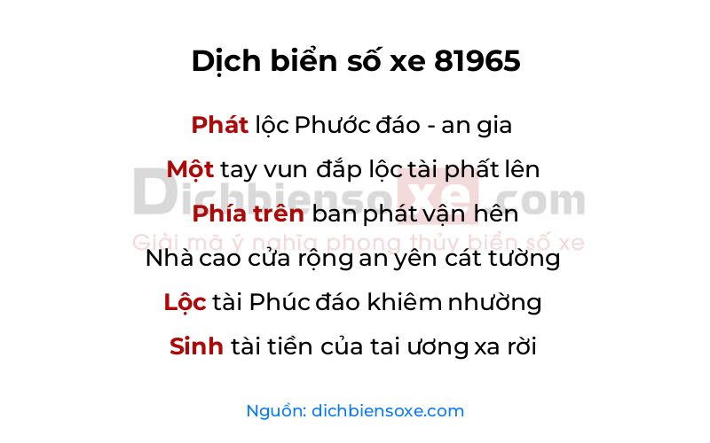 Dịch thơ biển số 81965