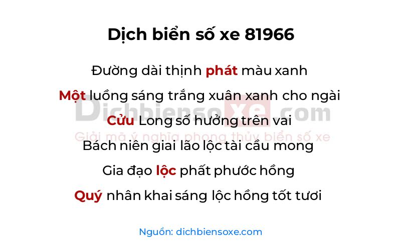 Dịch thơ biển số 81966