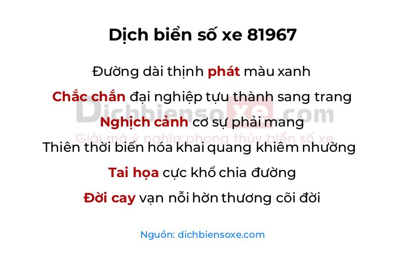 Dịch thơ biển số 81967