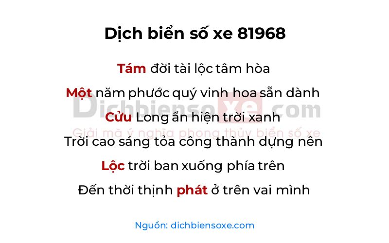 Dịch thơ biển số 81968