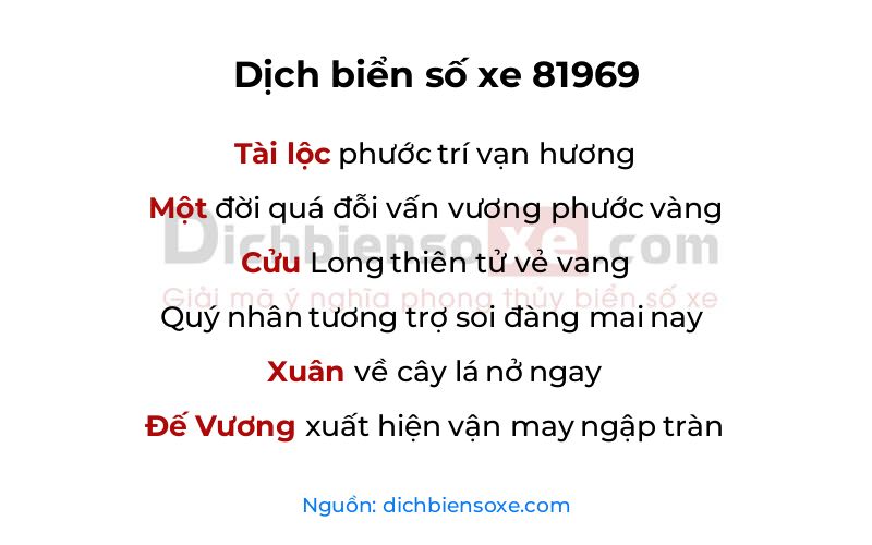 Dịch thơ biển số 81969