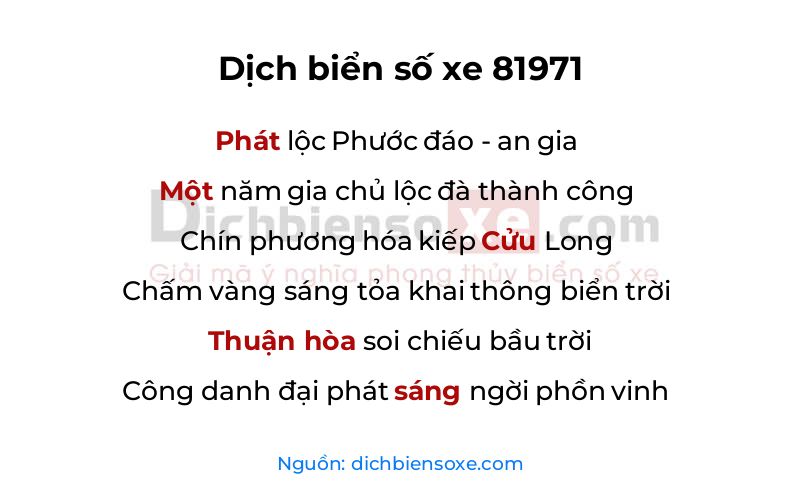 Dịch thơ biển số 81971