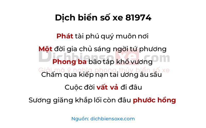 Dịch thơ biển số 81974