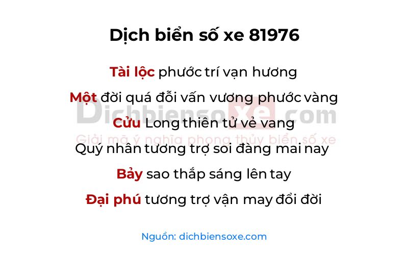 Dịch thơ biển số 81976