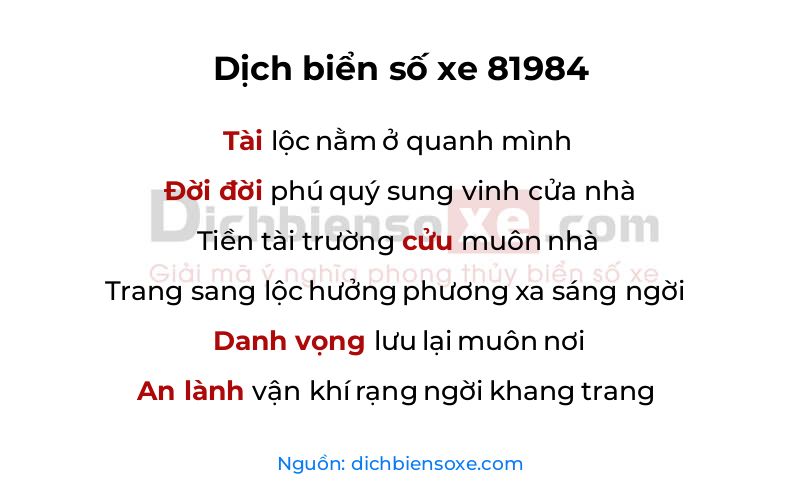 Dịch thơ biển số 81984