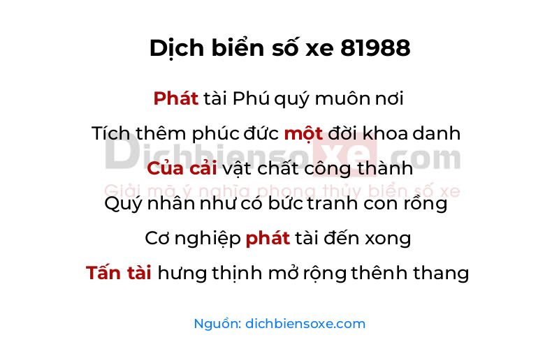 Dịch thơ biển số 81988
