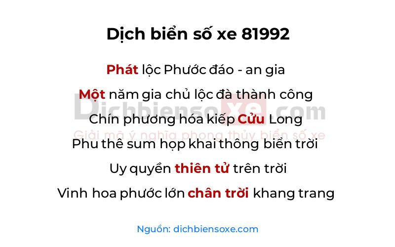 Dịch thơ biển số 81992