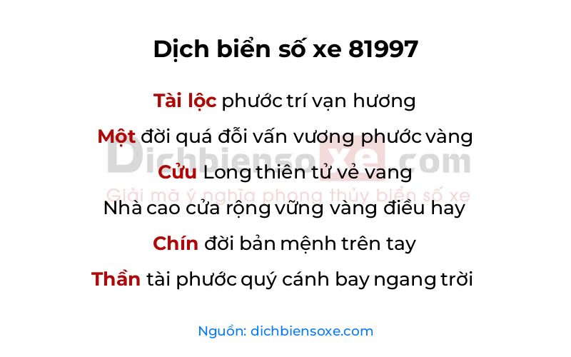 Dịch thơ biển số 81997