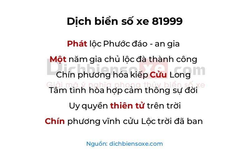 Dịch thơ biển số 81999