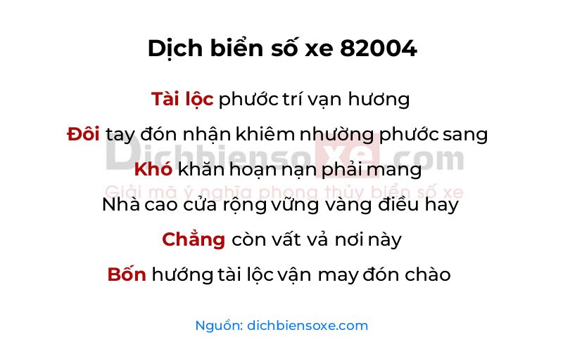 Dịch thơ biển số 82004