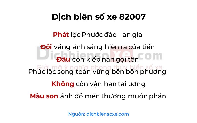 Dịch thơ biển số 82007