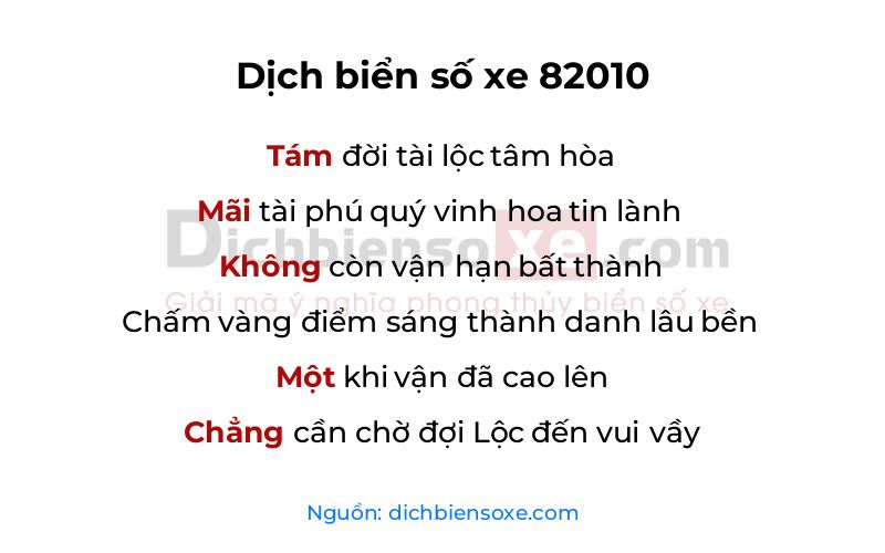 Dịch thơ biển số 82010