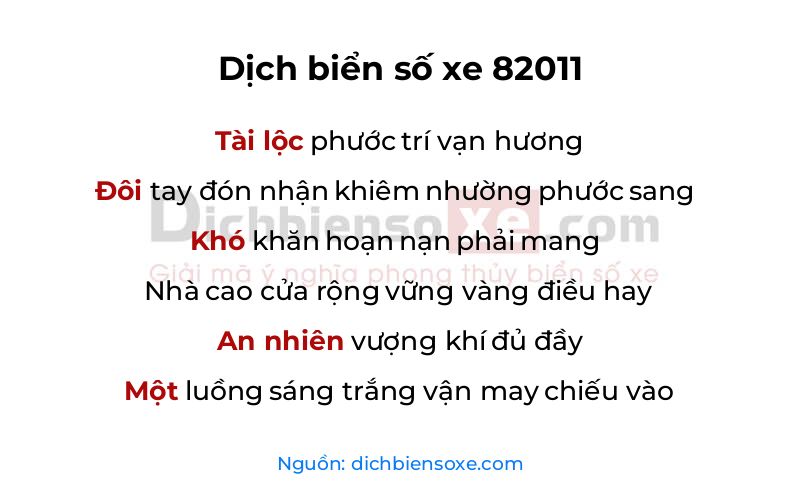 Dịch thơ biển số 82011