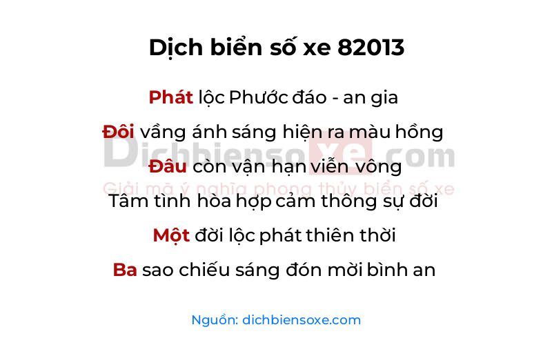 Dịch thơ biển số 82013