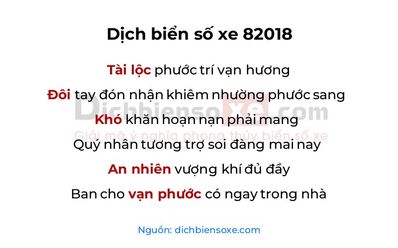 Dịch thơ biển số 82018