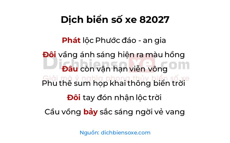 Dịch thơ biển số 82027