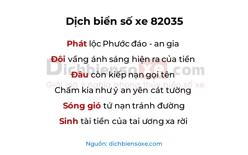 Dịch thơ biển số 82035