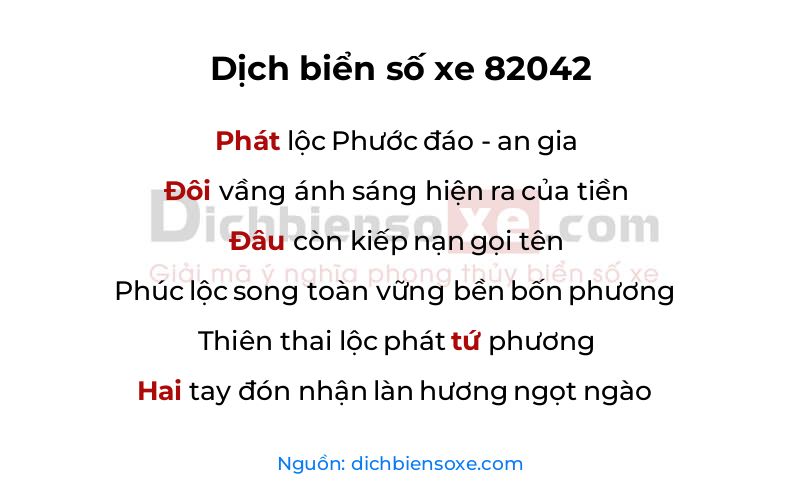 Dịch thơ biển số 82042