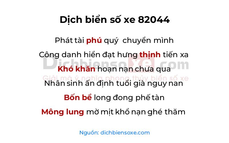 Dịch thơ biển số 82044