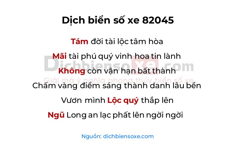 Dịch thơ biển số 82045
