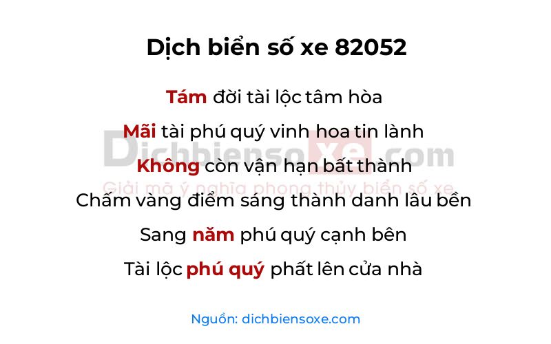 Dịch thơ biển số 82052