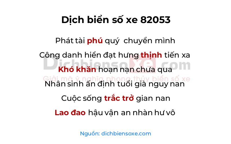 Dịch thơ biển số 82053