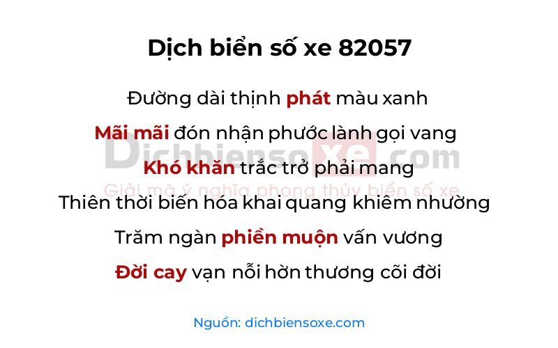 Dịch thơ biển số 82057