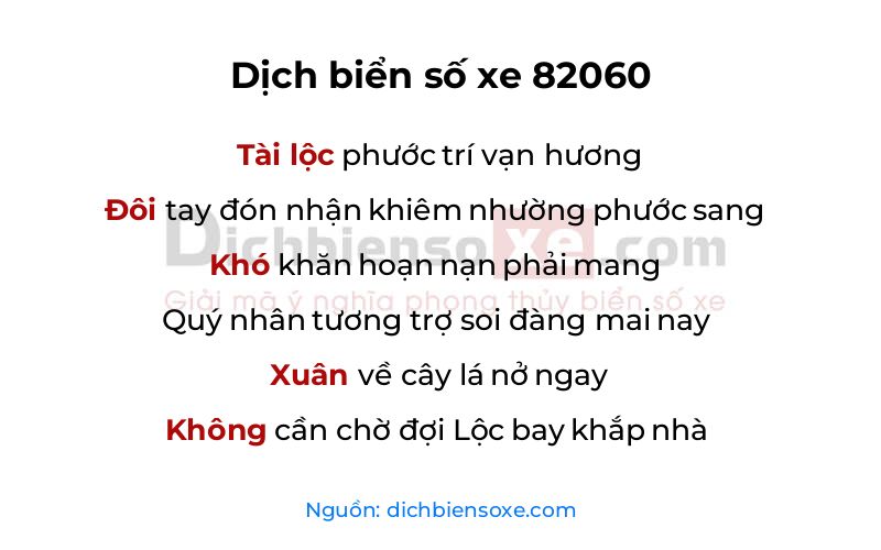 Dịch thơ biển số 82060