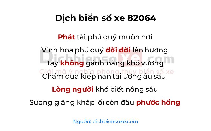 Dịch thơ biển số 82064