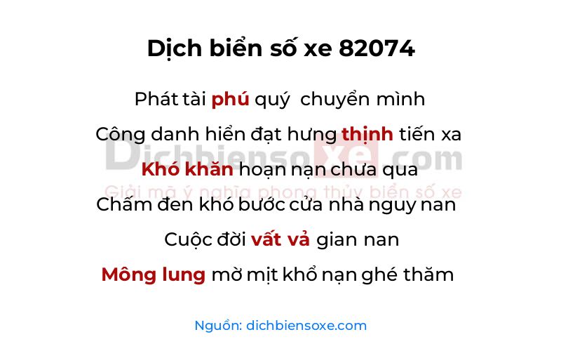 Dịch thơ biển số 82074