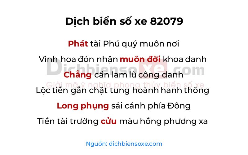 Dịch thơ biển số 82079