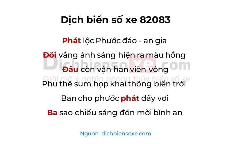 Dịch thơ biển số 82083
