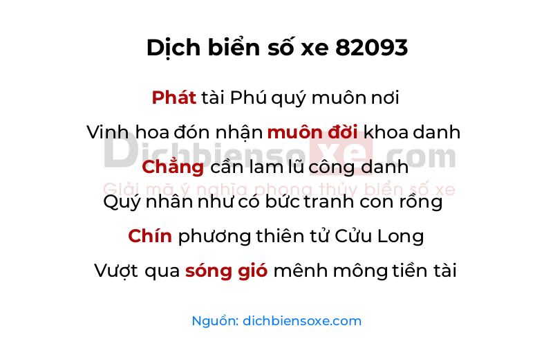 Dịch thơ biển số 82093