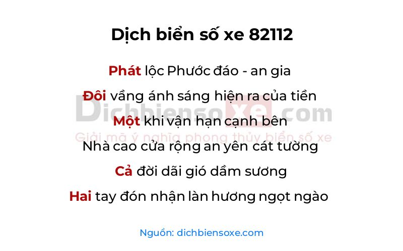 Dịch thơ biển số 82112