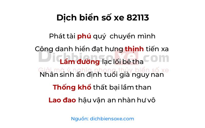 Dịch thơ biển số 82113
