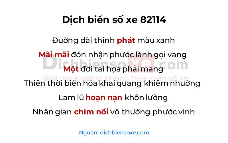 Dịch thơ biển số 82114