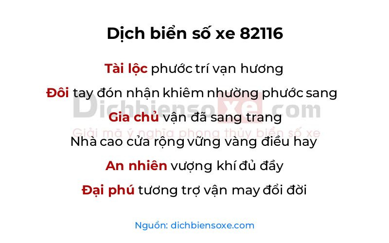 Dịch thơ biển số 82116