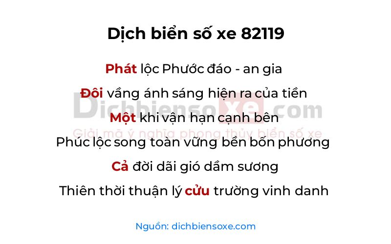 Dịch thơ biển số 82119