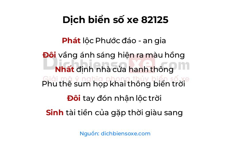 Dịch thơ biển số 82125