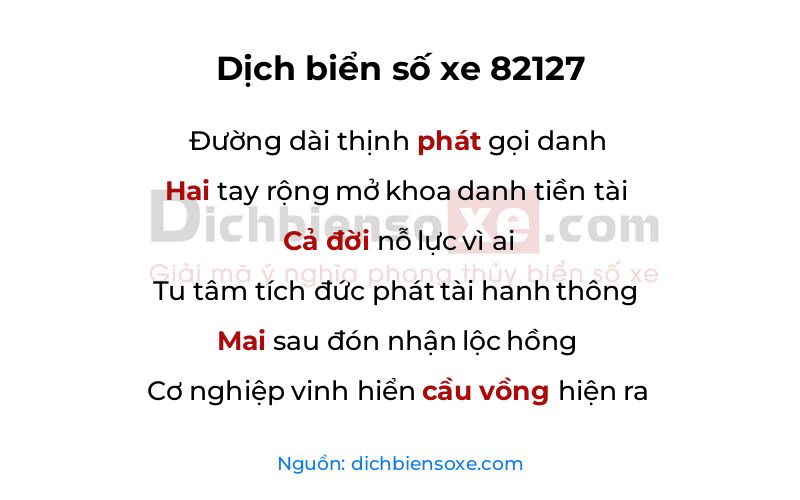 Dịch thơ biển số 82127