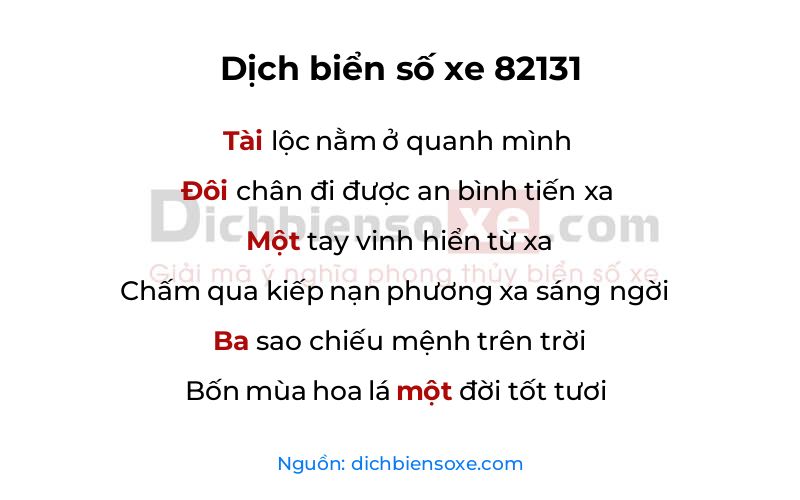 Dịch thơ biển số 82131