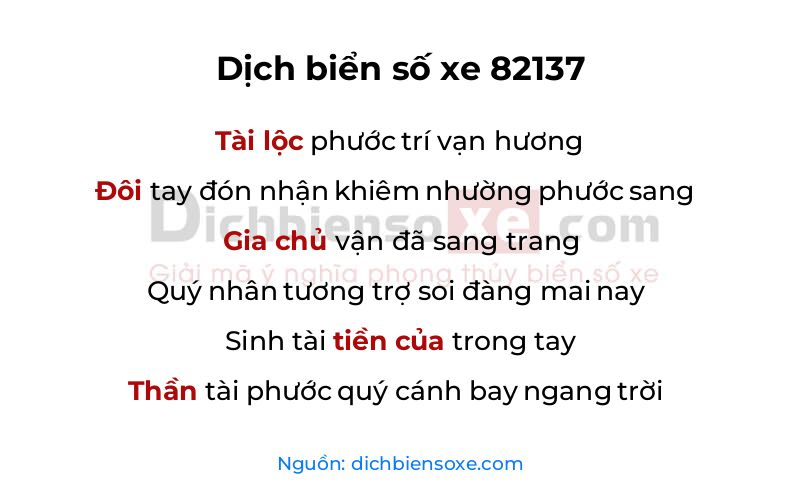 Dịch thơ biển số 82137