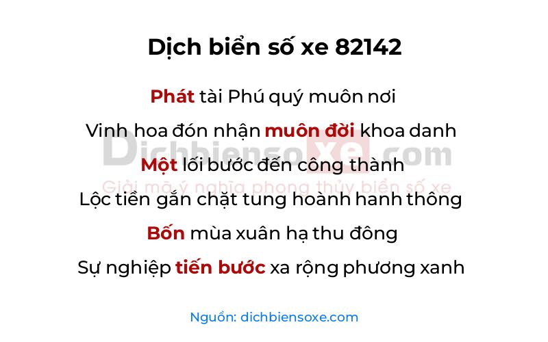 Dịch thơ biển số 82142