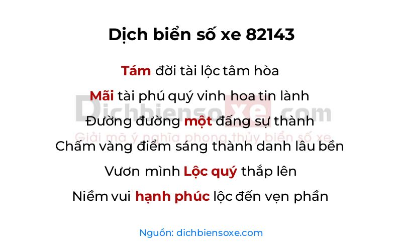 Dịch thơ biển số 82143
